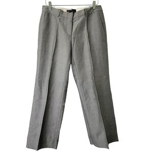 M Siamo Silk Wool Mohair Blend Ankle Trouser Silver Straight Leg Classic Prep 10